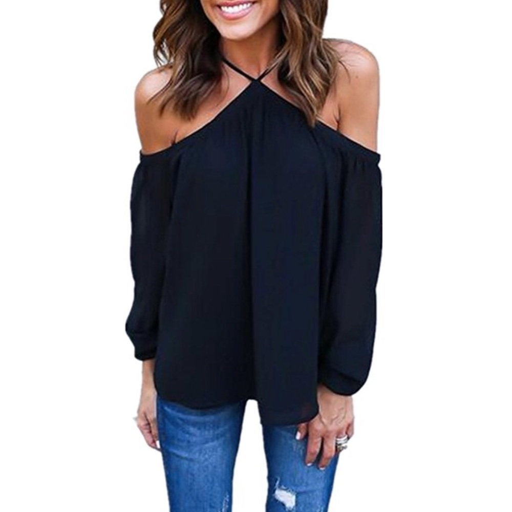 Navy and Black Halter Neck Top